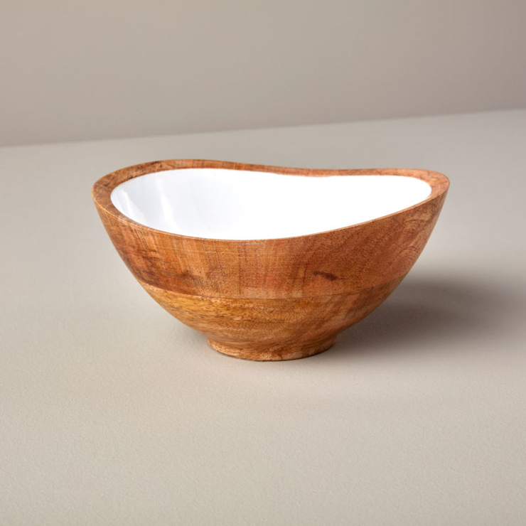 Mango Wood and Enamel Salad Bowl Medium