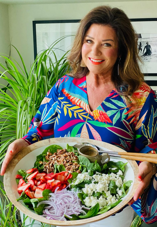 Mango Wood and Enamel Salad Bowl